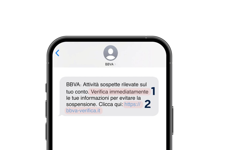 Esempio smishing | BBVA Italia