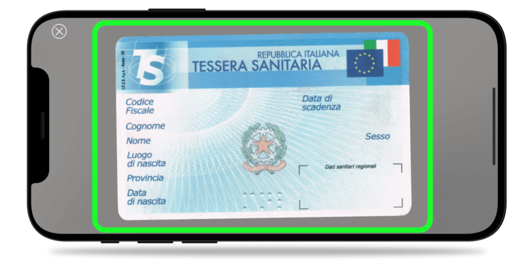 Foto della carta d'identità cartacea + tessera sanitaria BBVA Italia